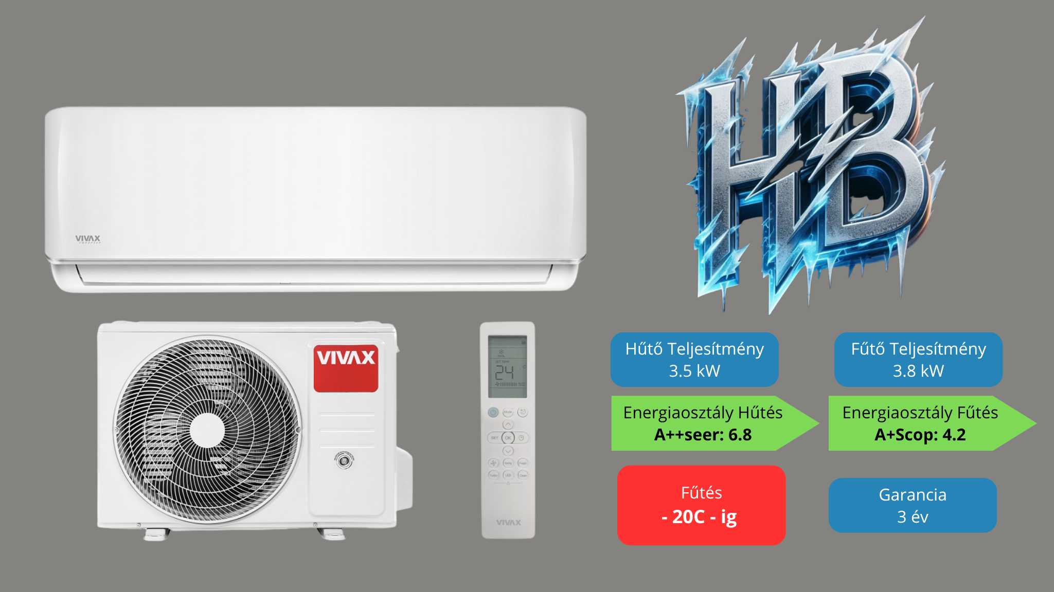 Vivax R+ Design 3.5 kW telepítve 3M alapszereléssel