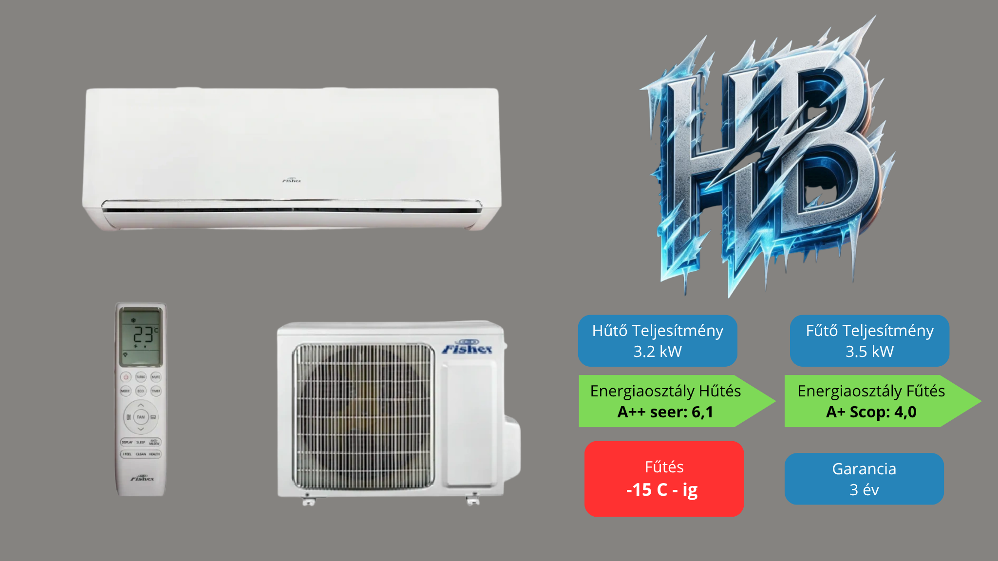 FISHER SUMMER 3.5 kW, telepítve 3M alapszereléssel